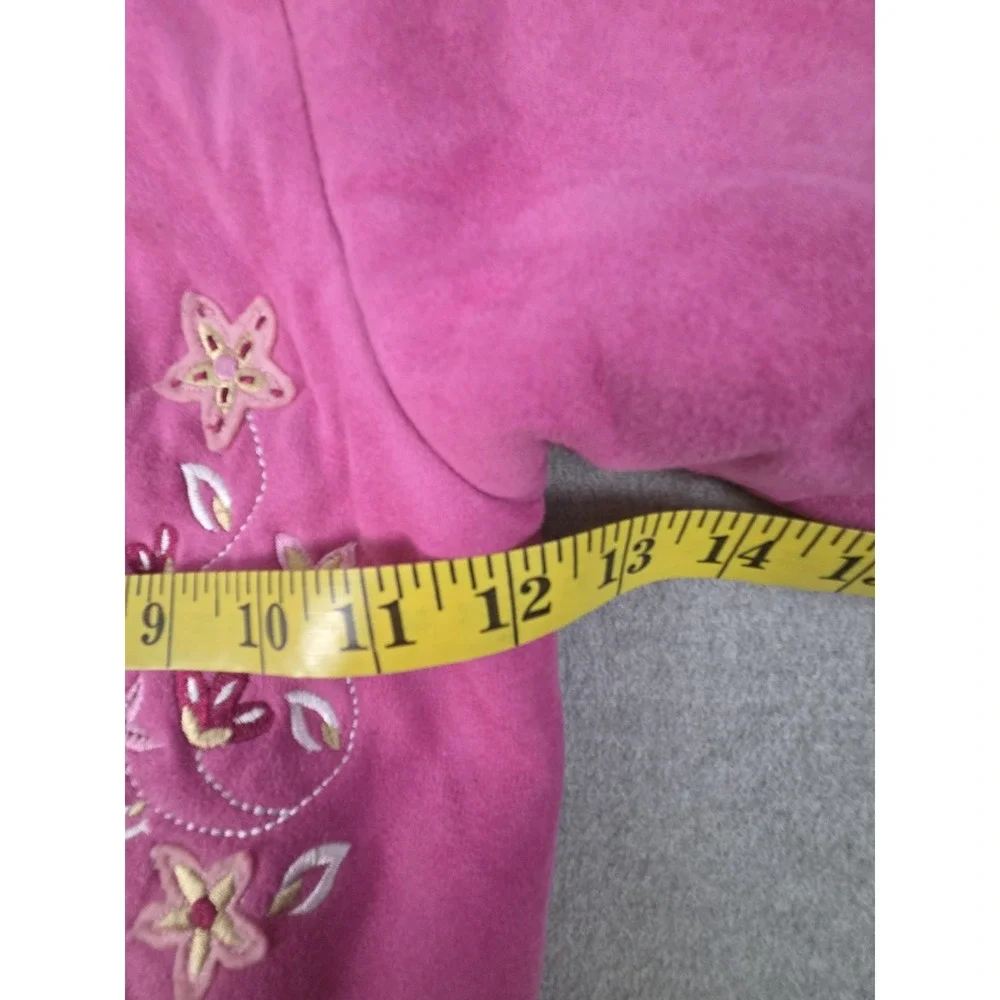 Nannette Vintage Baby Girl 12M Pink Embroidered Flower Coat Jacket Faux Fur Trim